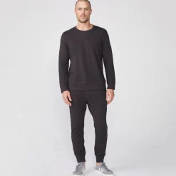 MONROW Supersoft Fleece Crew Neck Sweatshirt FADEDBLACK New